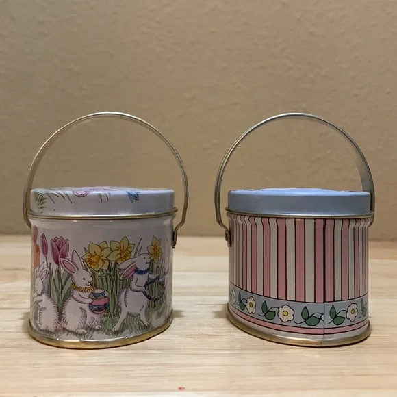 Small Easter tins with lids and handles. bunnies, Van Duyn chocolates. - Picture 13 of 16